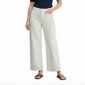 Free Assembly Off-White Wide Leg Pants Size 14 Patch Pockets Cotton